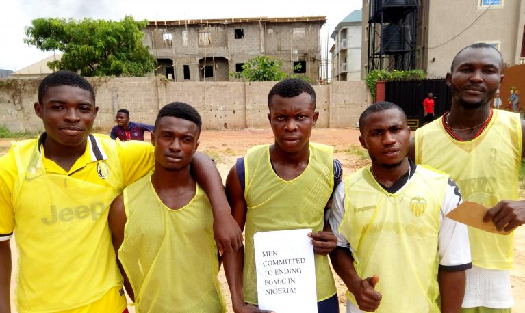 The five-a-side team from Atako community confirm their commitment to ending FGM/C in Nigeria.  © Society for the Improvement of Rural People (SIRP)