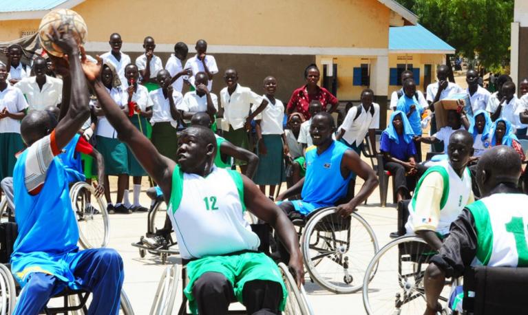 Athletes with disabilities play wheelchair basketball in South Sudan. © UNMISS/Isaac Billy
