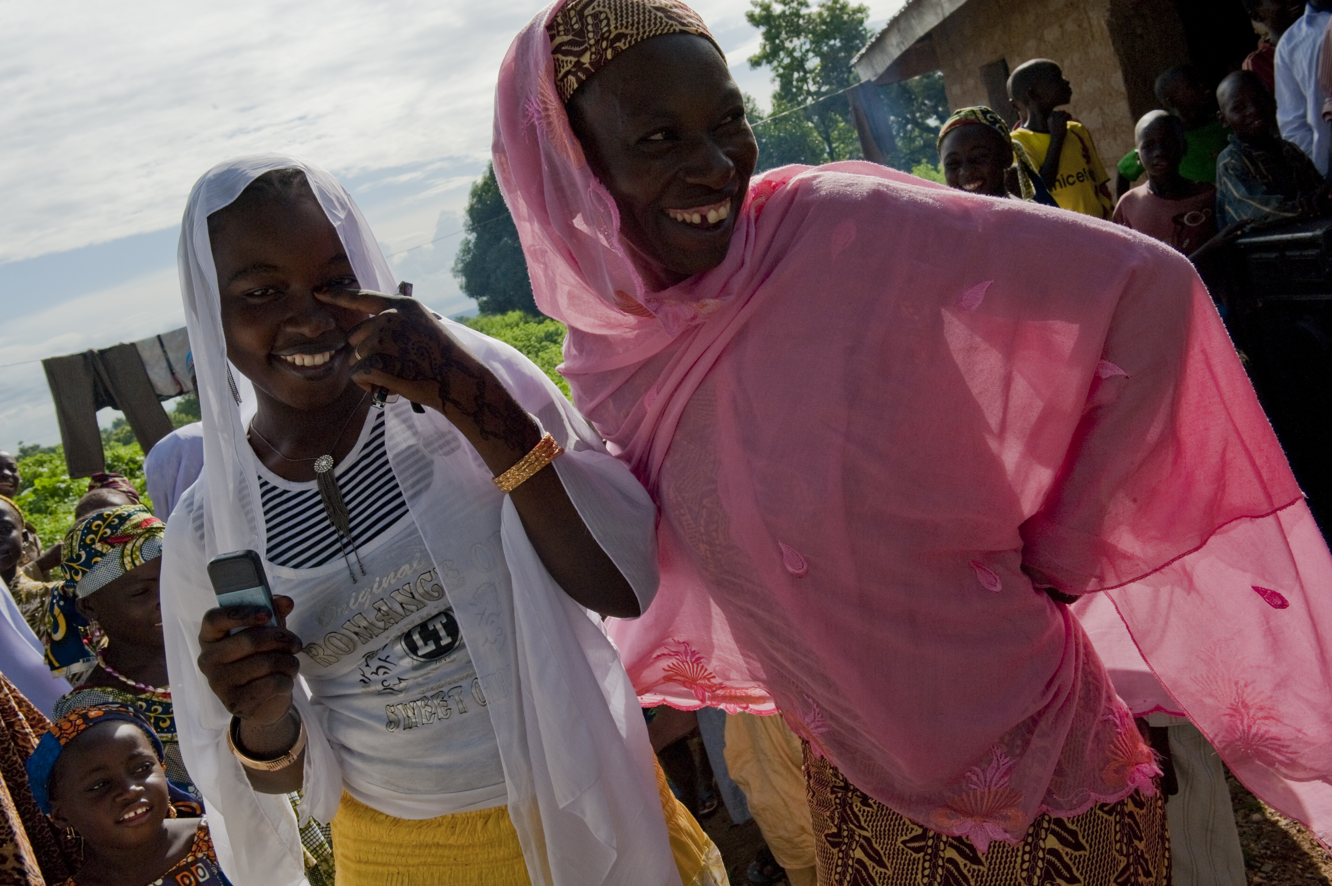 Two laughing women in Takalafiya-Lapai village in Niger State, Nigeria.