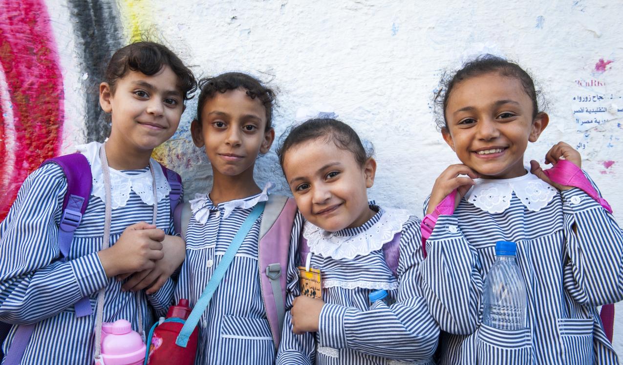 Primary school students in Gaza City. © Arne Hoel / World Bank