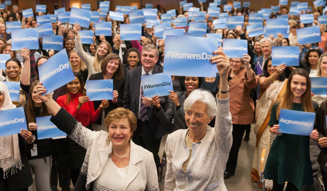 Managing Director and Chairwoman of the IMF Christine Lagarde and Interim WBG President Kristalina take part in #WomensDay activities in Washington. © World Bank / Simone D. McCourtie