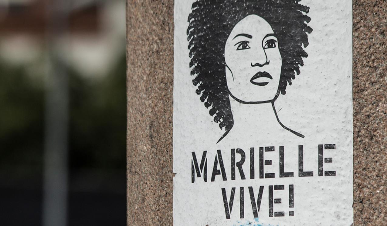 A poster of Brazilian politician, feminist, and human rights activist, Marielle Franco, who was Murdered in Rio de Janeiro in 2018. ©Matheus Obst/Shutterstock