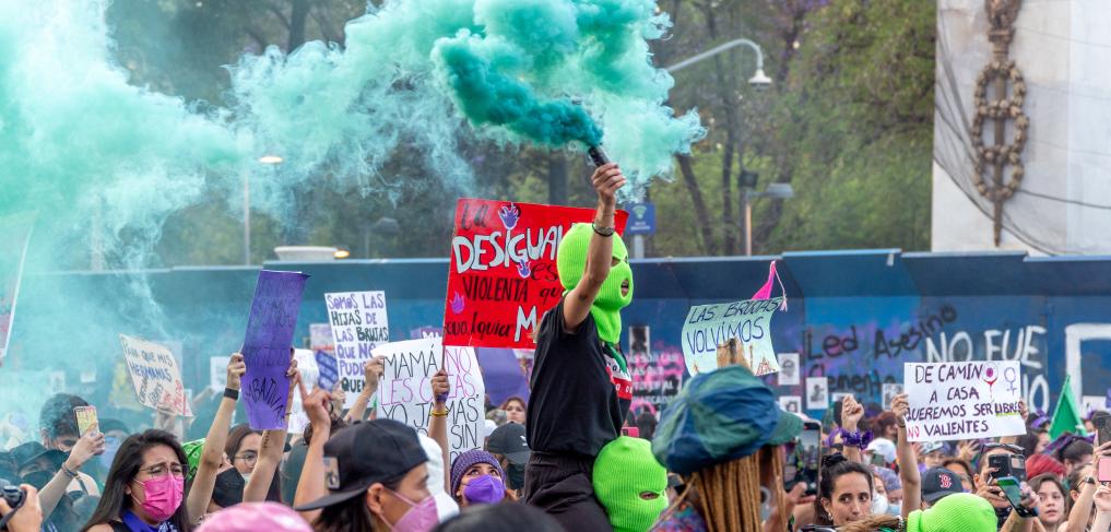 A group of women protest for the numerous feminicides in Mexico. © artcgix / Shutterstock ID:2133578879 