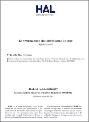 First page of 'La transmission des stéréotypes de sexe' working paper