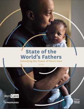 Cover of report showing a man kissing to top of a baby's head