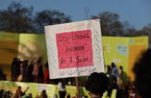 Aurat march at Frere Hall Karachi, Pakistan, on International women's Day 2021. © Aqib Yasin | Shutterstock ID: 1931666027