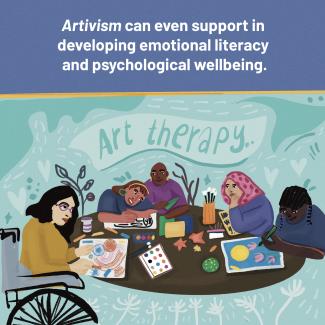 Illustration showing artivism as a form of therapy  