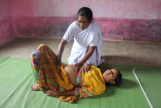  A pregnant women receives a check up