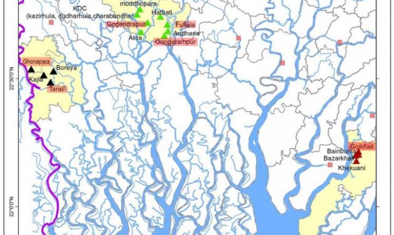Map of the study sites in Bangladesh