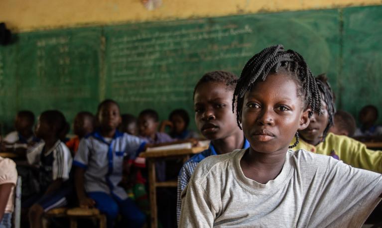 A classroom of school children