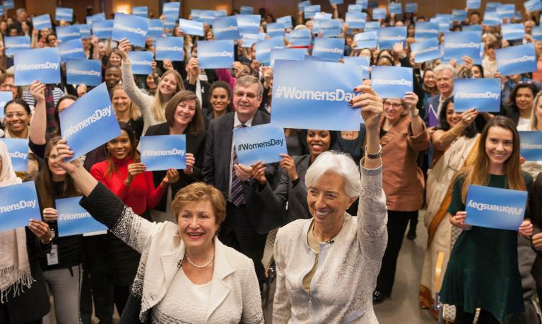 Managing Director and Chairwoman of the IMF Christine Lagarde and Interim WBG President Kristalina take part in #WomensDay activities in Washington. © World Bank / Simone D. McCourtie