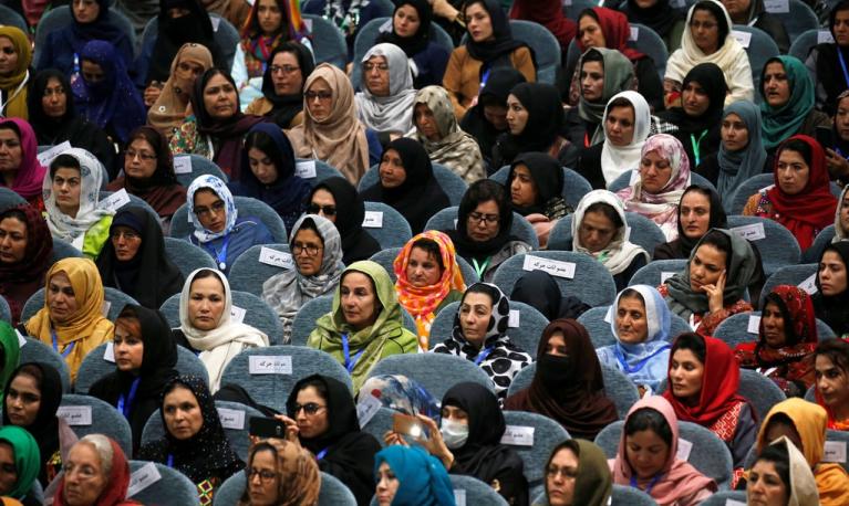 Afghan women at the traditional national assembly, or loya jirga, in Kabul on Monday.CreditCreditOmar Sobhani/Reuters