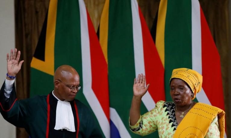 Nkosazana Dlamini Zuma is sworn in as South Africa's Minister of Cooperative Governance and Traditional Affairs, May 30, 2019. REUTERS/Siphiwe Sibeko