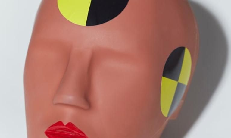 A female crash-test dummy head. © Kellie French/The Guardian