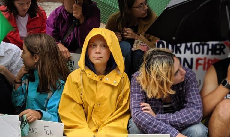 Greta Thunberg at a climate protest in New York