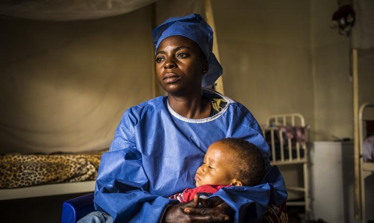 Portrait of Kasomo Kavira, caregiver at the Ebola Treatment Center, North Kivu region, Democratic Republic of Congo. ©World Bank/Vincent Tremeau