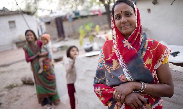 The image is of Rekha Rewat an accredited social health activist (ASHA) in Madhya Pradesh, India. ©Gender and Covid-19