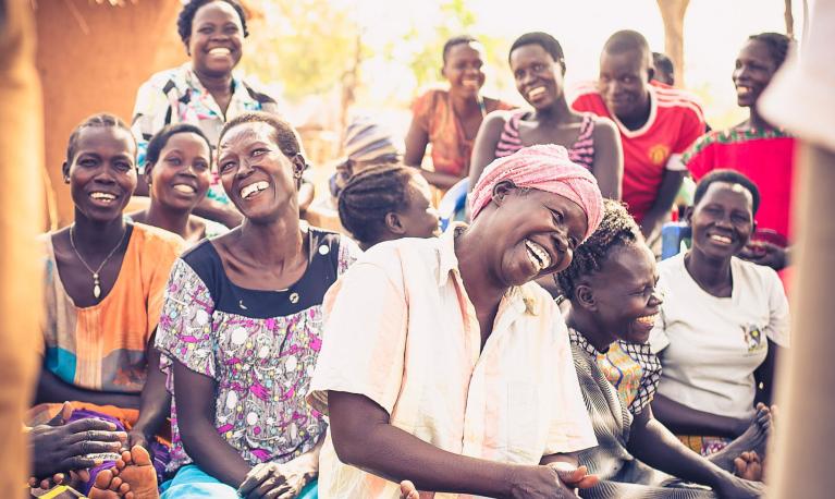 Women participating in a community discussion in Adjumani, Uganda. 