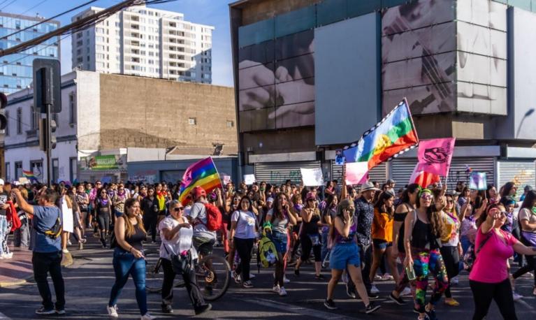 A protest on International Women’s Day 2020 in the northern Chilean town of Antofagasta. Image license: Enfocale / Shutterstock.com
