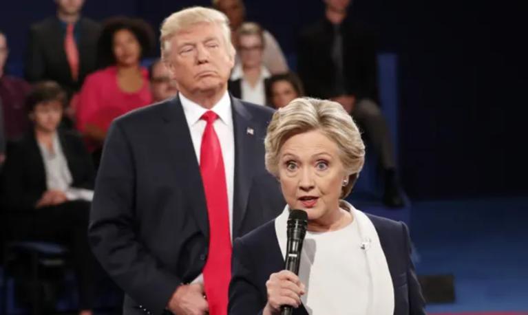 Hillary Clinton and Donald Trump at the second presidential debate in 2016. © Rick T. Wilking/AP