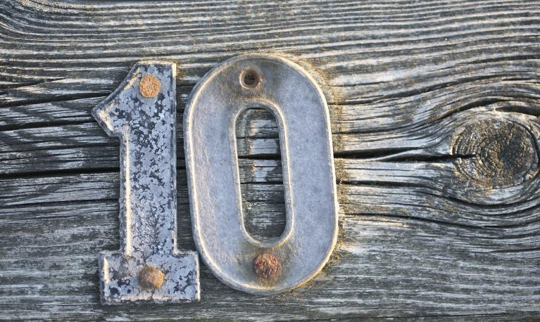 Number ten on a jetty. BMJ/Shutterstock ID: 111378512