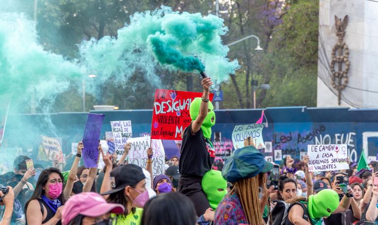 A group of women protest for the numerous feminicides in Mexico. © artcgix / Shutterstock ID:2133578879 