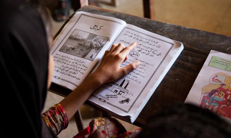 A girl studying in a classroom in Thatta, Sindh, Pakistan, 2015. © razum | Shutterstock ID: 750666679 