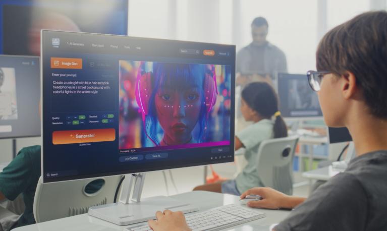  School children studying AI during a digital art class © Frame Stock Footage | Shutterstock