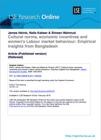 Cultural norms, economic incentives and women's labour market behaviour: Empirical insights from Bangladesh