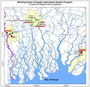 Map of the study sites in Bangladesh