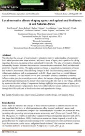 Cover of Local normative climate shaping agency and agricultural livelihoods in sub-Saharan Africa