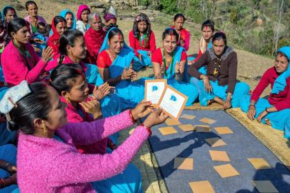 Women and girls taking part in a Pragati game in Nepal