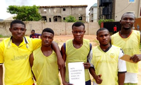 The five-a-side team from Atako community confirm their commitment to ending FGM/C in Nigeria.  © Society for the Improvement of Rural People (SIRP)