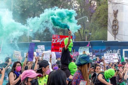 A group of women protest for the numerous feminicides in Mexico. © artcgix / Shutterstock ID:2133578879 