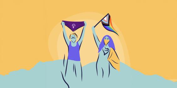 Illustration of LGBTQI+ protesters © Steven Dickie