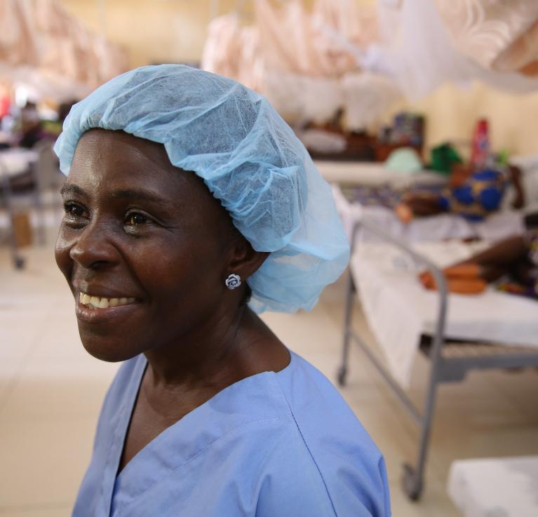 A midwife at Redemption Hospital in Monrovia, Liberia, 2015. Photo © Dominic Chavez/World Bank/CC