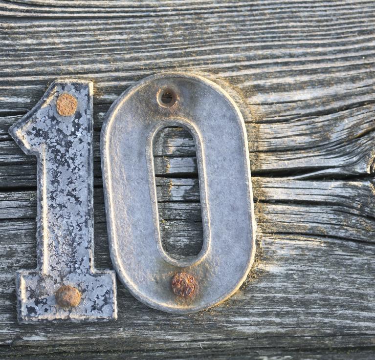 Number ten on a jetty. BMJ/Shutterstock ID: 111378512