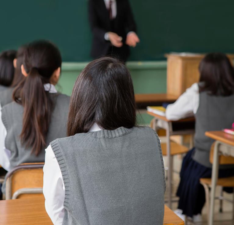 Girls in class at School in Japan