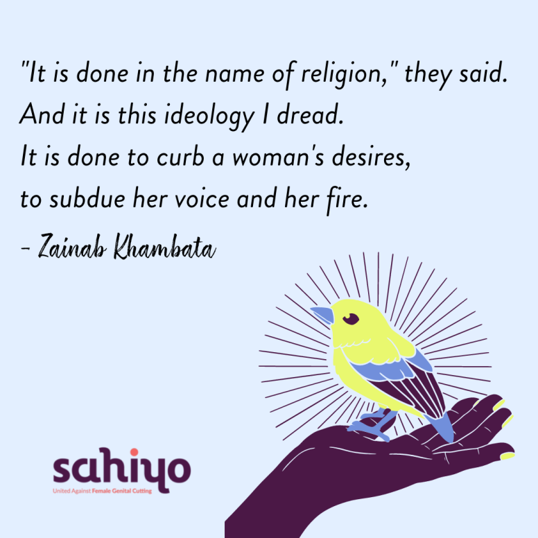 Part of a poem written for Sahiyo by an FGC survivor. The full poem can be read here https://sahiyo.com/2021/06/18/female-genital-cutting-a-poem©Sahiyo