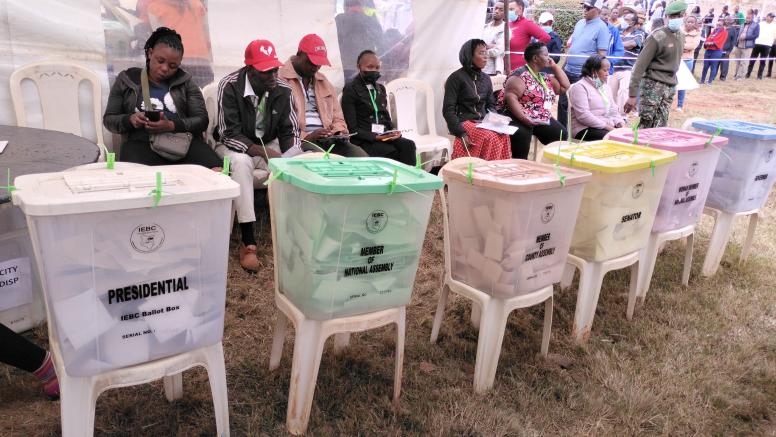 Observers in Kasarani Constituency during the General Election, Nairobi, Kenya, 2022. © Shutterstock/Simon Libz ID:2188171371