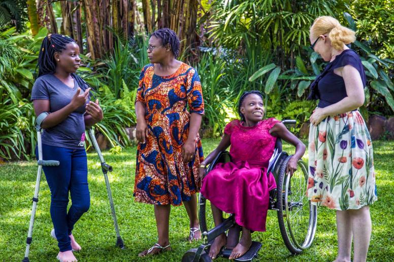 DWI staff interviewing women with disabilities. ©Womankind Worldwide