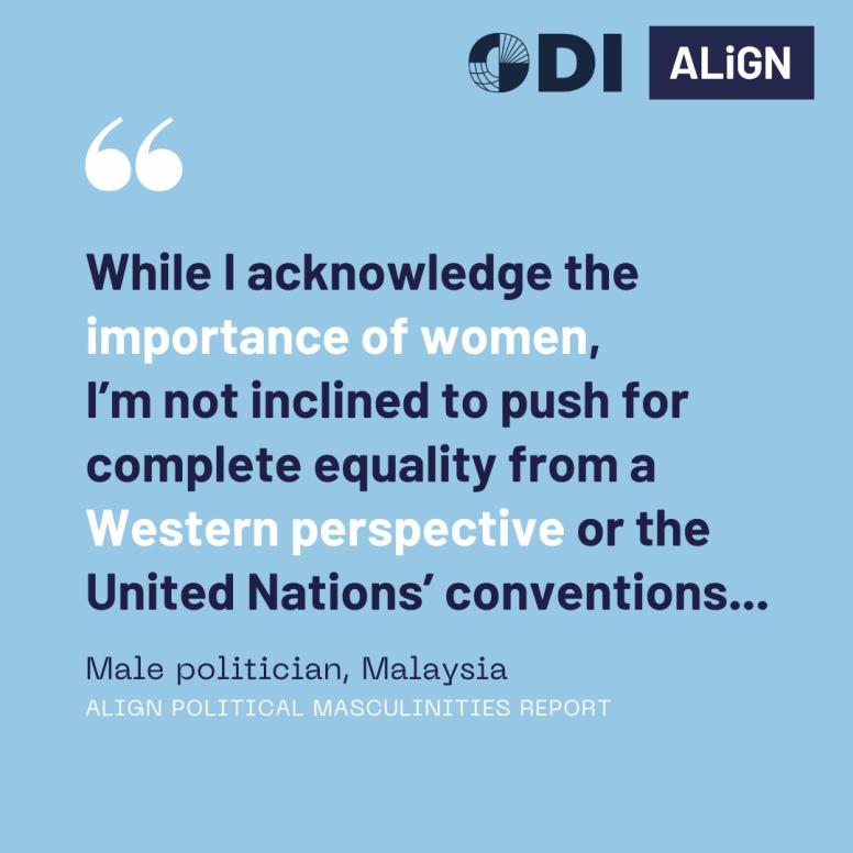 "While I acknowledge the importance of women, I'm not inclined to push for complete equality from a Western perspective or the UN conventions..."